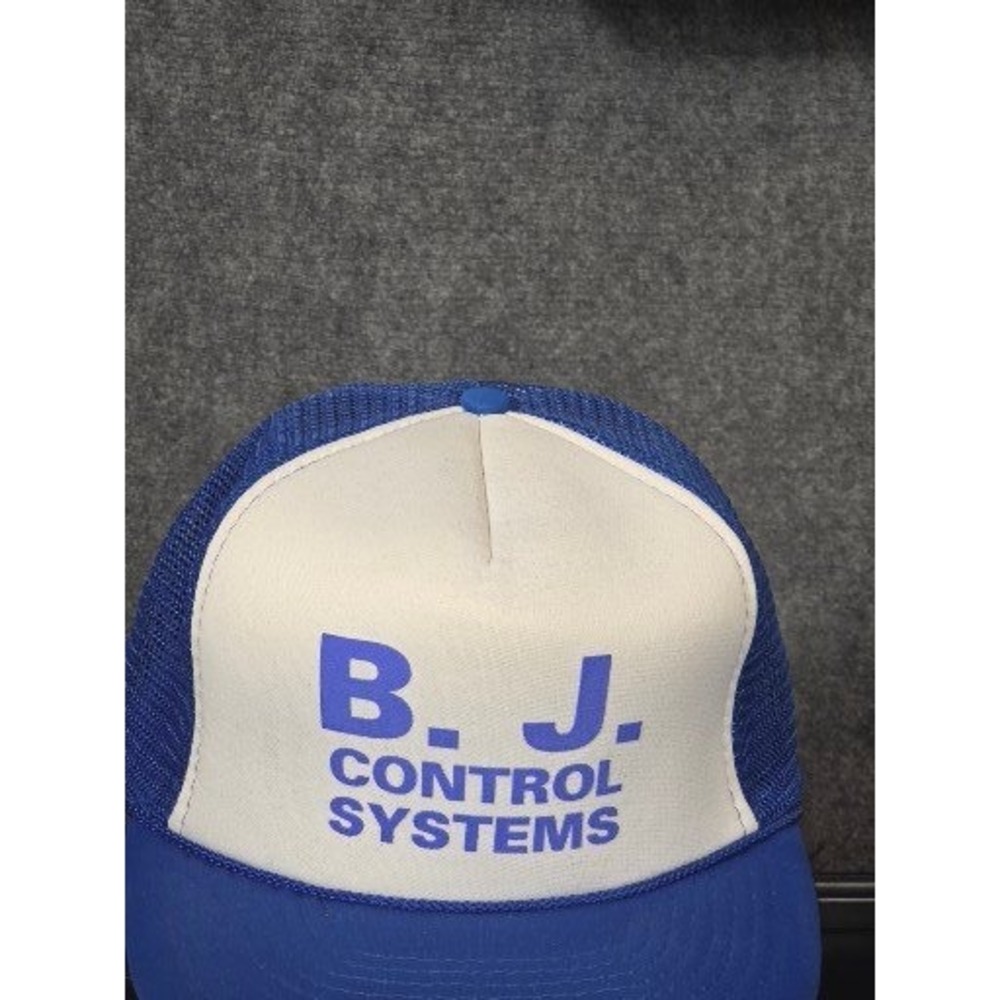 VTGg Mohrs BJ Control Systems Blue White Mesh Back Trucker Hat Snapback Cap Work - Picture 6 of 8